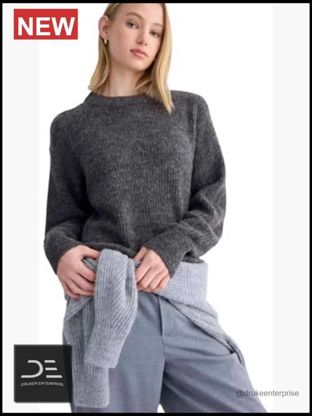 Alpaca Blend Crewneck Pullover Sweater Relaxed Fit